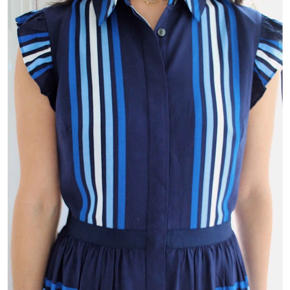 Draper James Blue Striped Midi Shirtdress